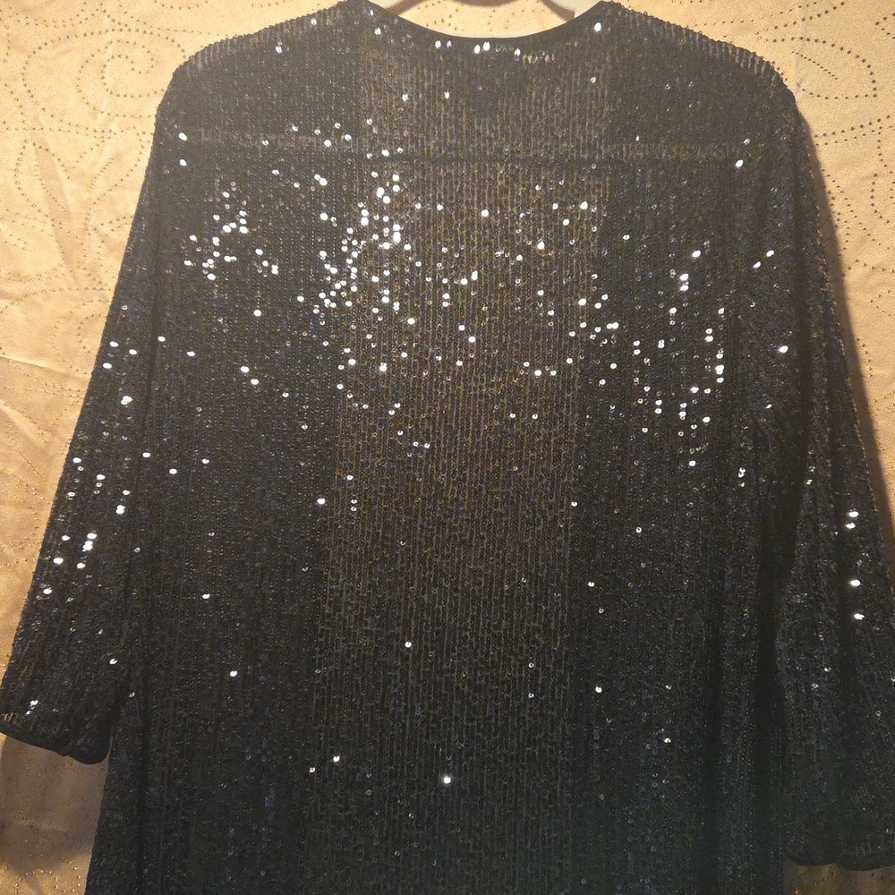 RONNI NICOLE Studio Black Sequin Cape( NEW No Tag) Sz L. - Picture 8 of 8